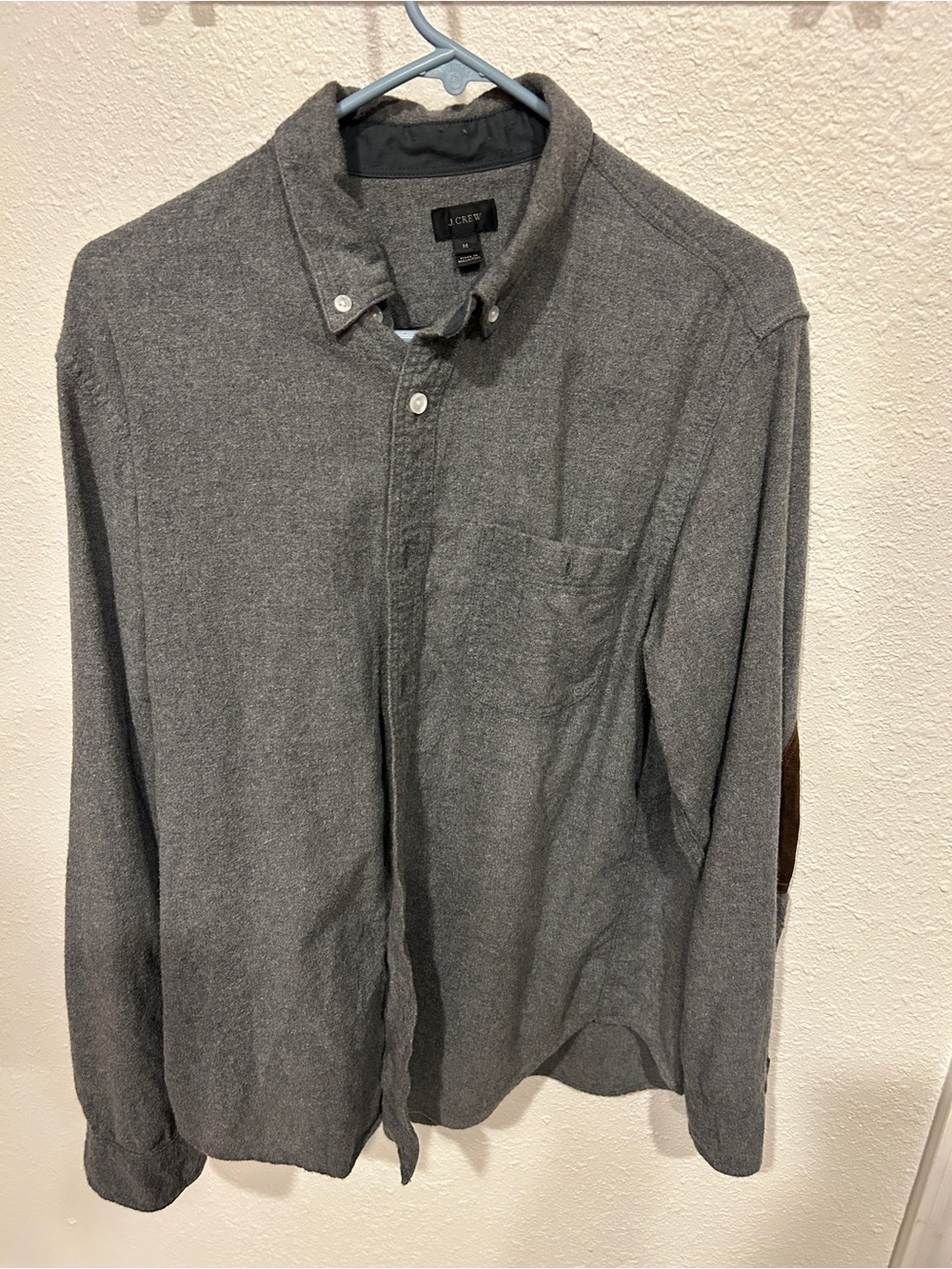 J Crew wool Gray Button-Down Shirt with Elbow Patches
